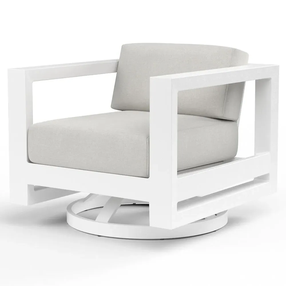 Roman Swivel Arm Chair - White, Aluminum image