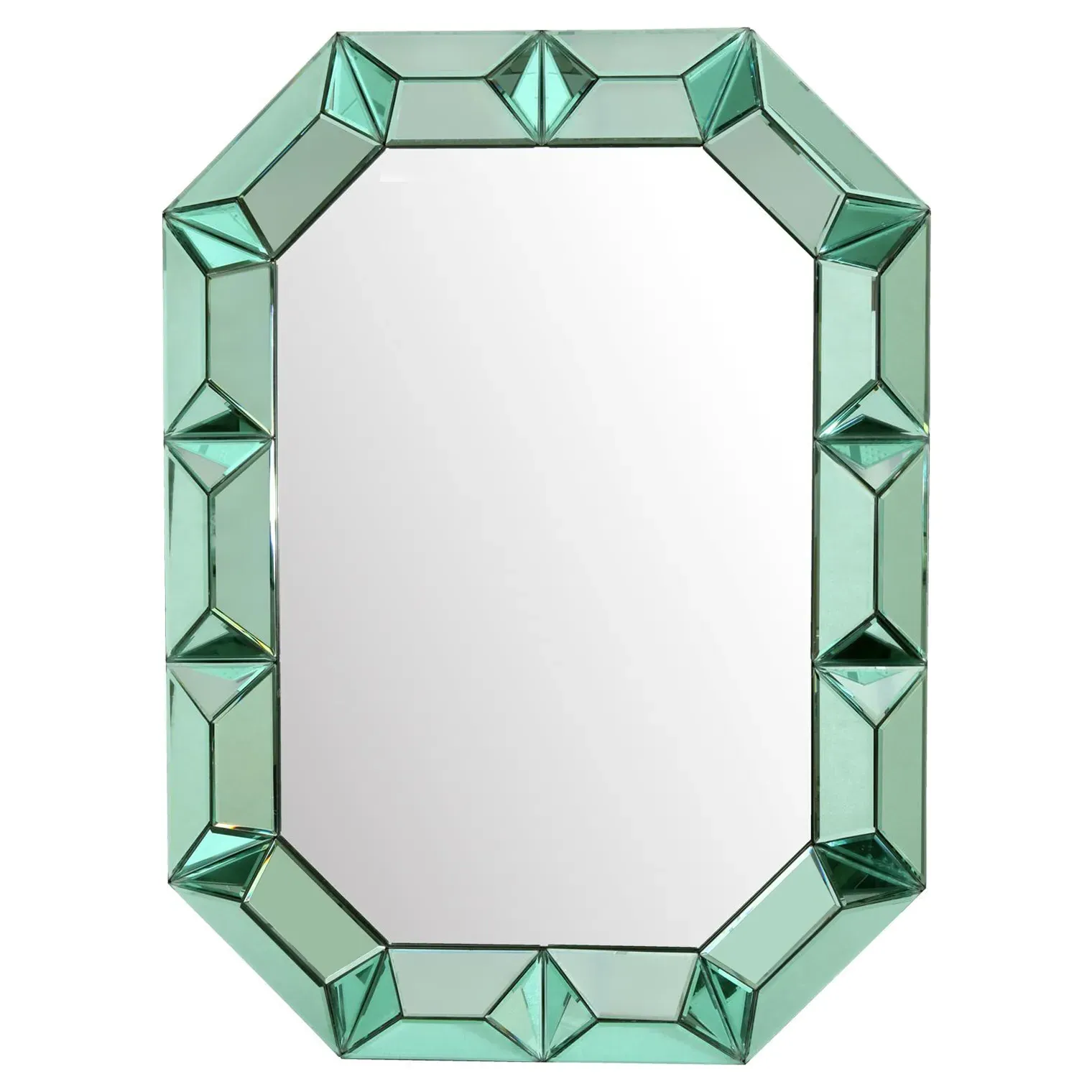 Romano Octagonal Wall Mirror - Peridot Green, Mirrored Glass