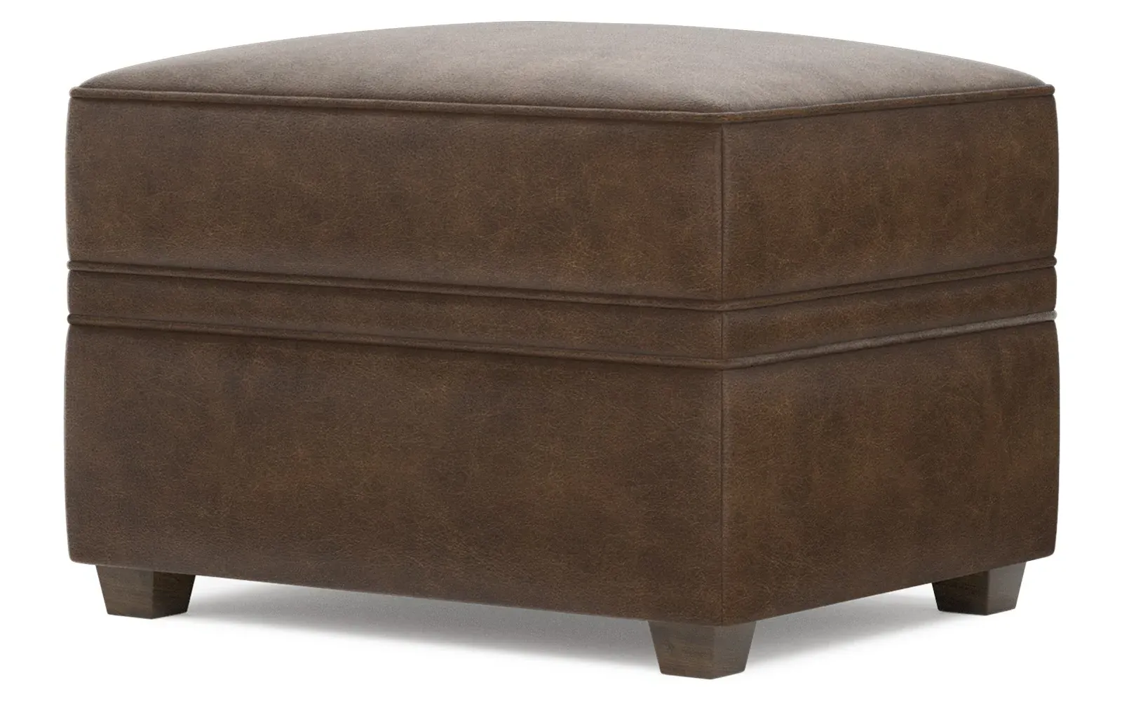 Romilly Ottoman - Saddle Brown, Leather