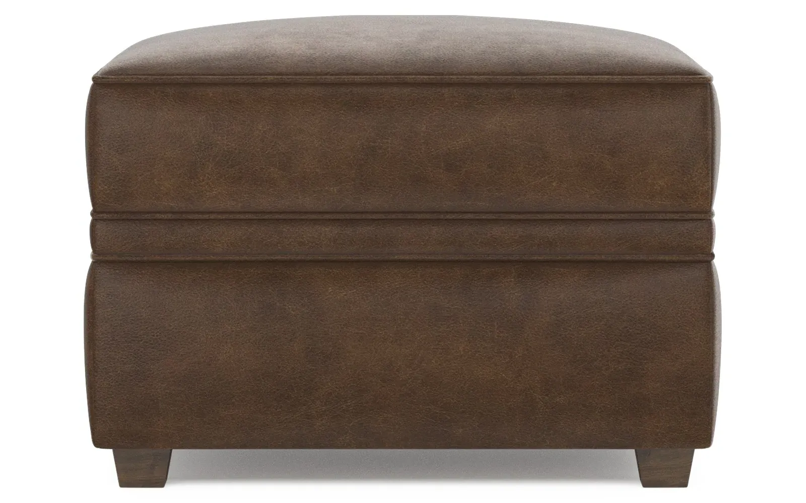 Romilly Ottoman - Saddle Brown, Leather
