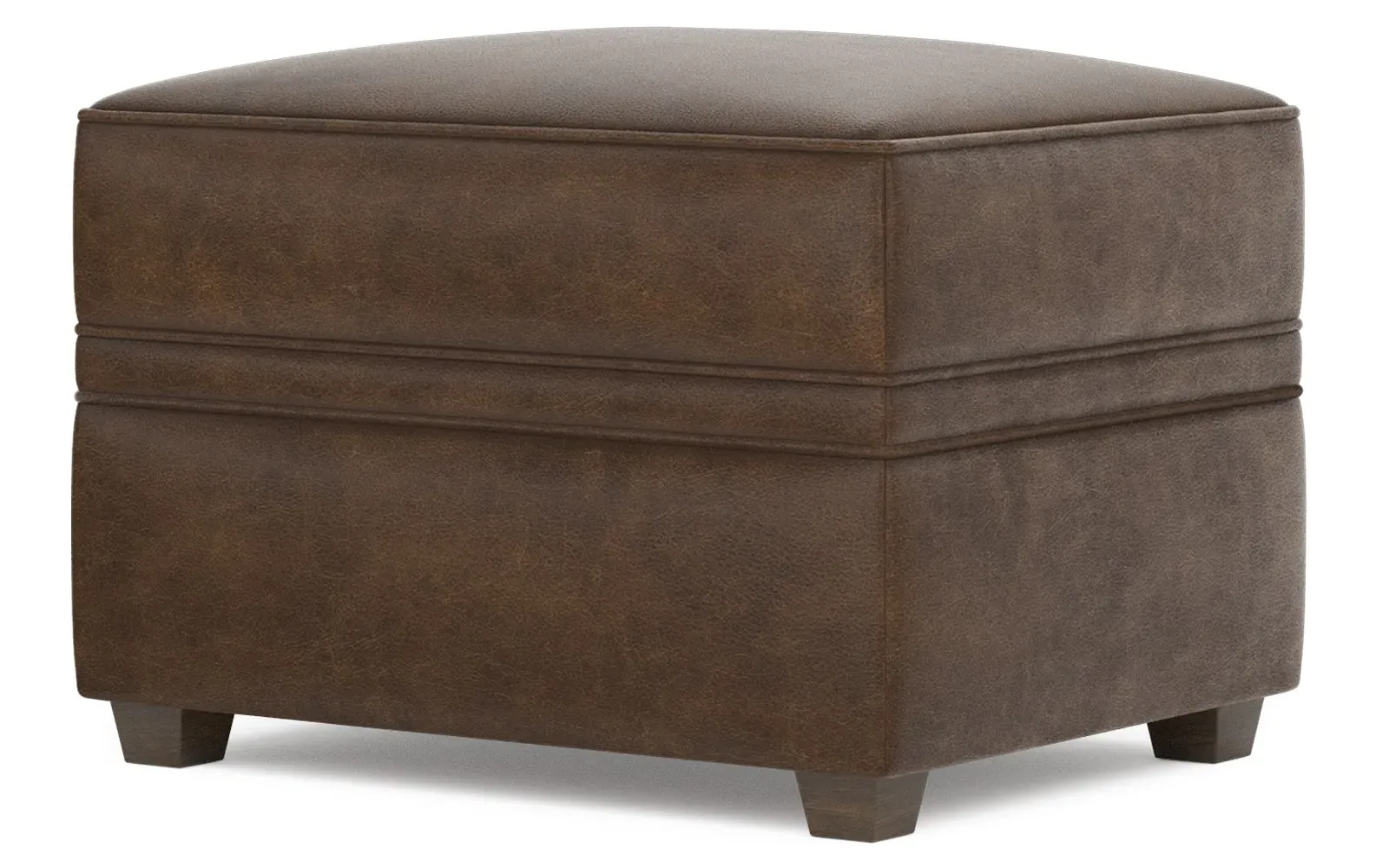 Romilly Ottoman - Saddle Brown, Leather