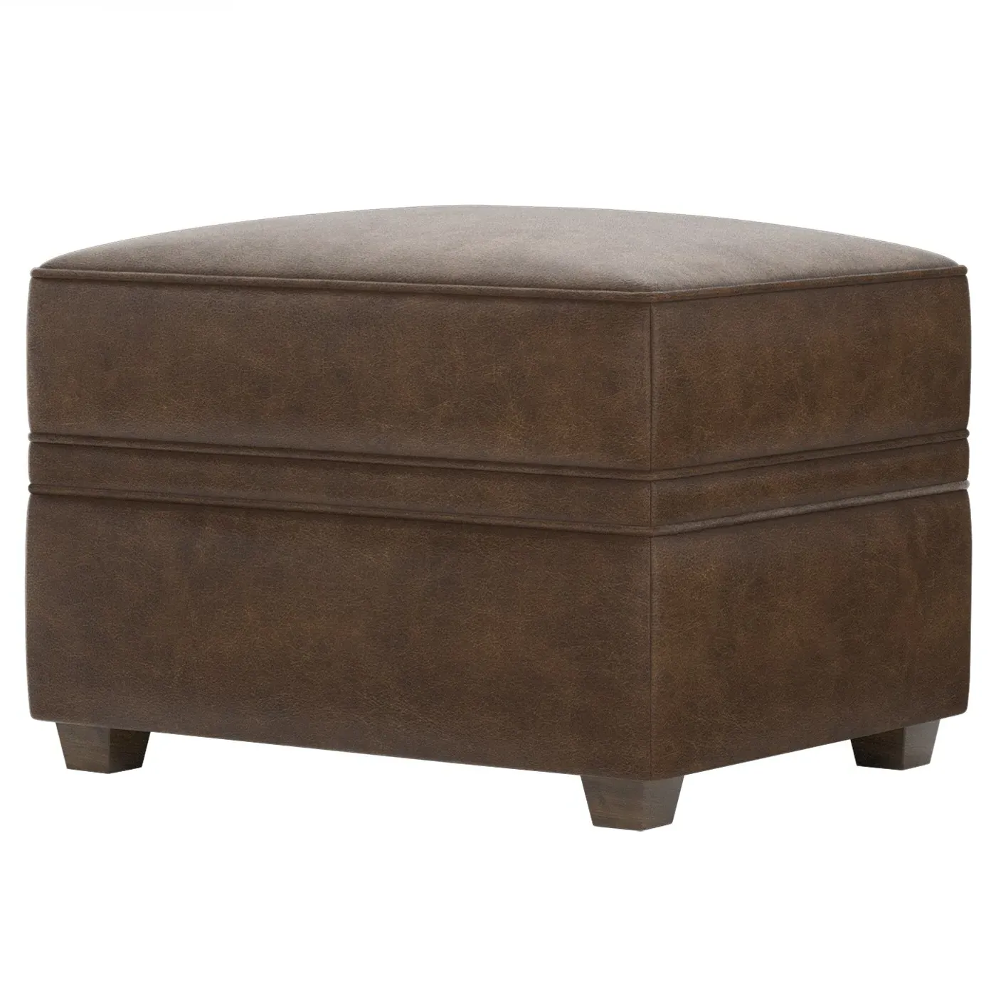 Romilly Ottoman - Saddle Brown, Leather