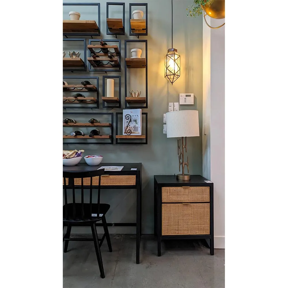 Ronaldo 2 Drawer Office Cabinet - Black, Pine