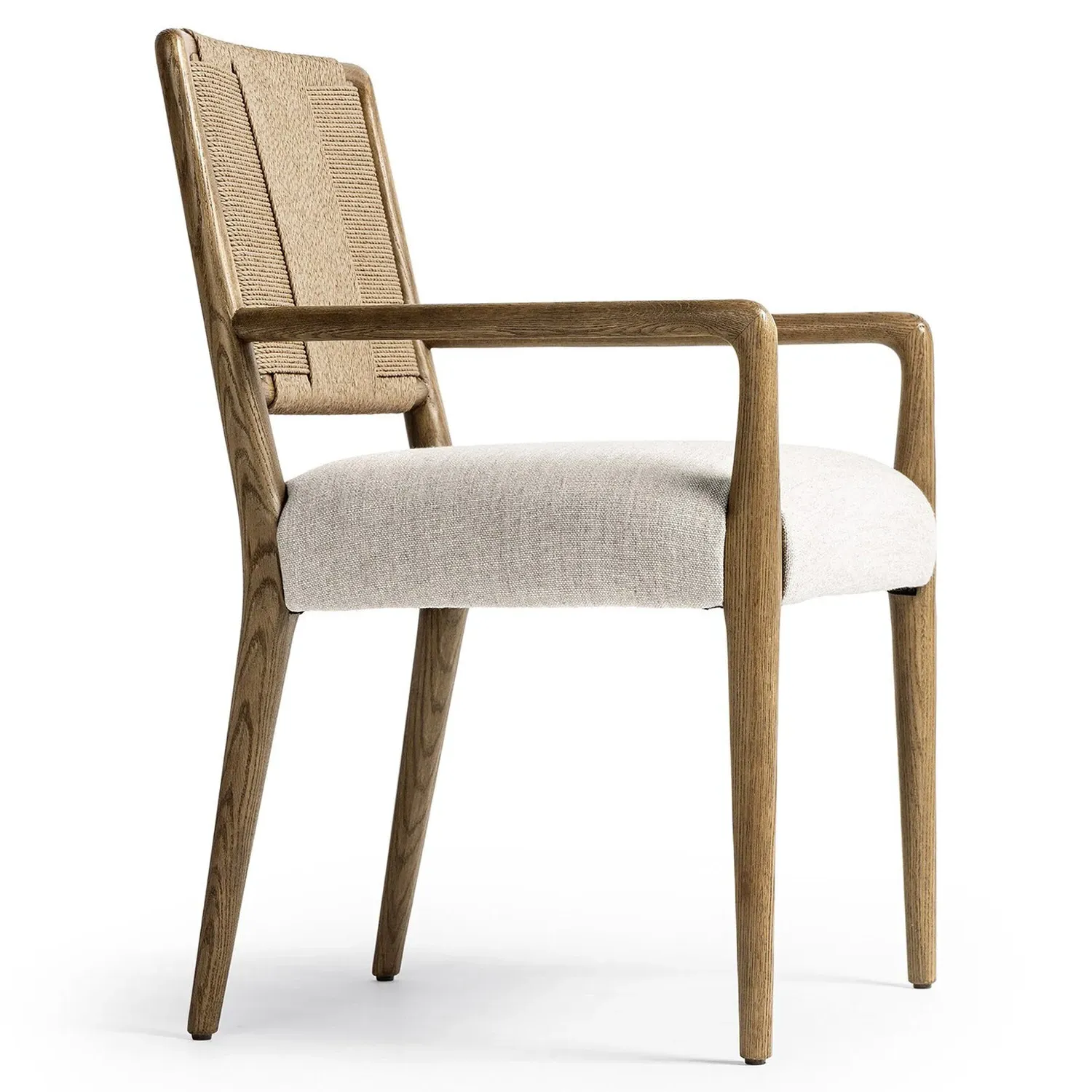 Ronan Woven Rush Dining Arm Chair - Beige, Oak