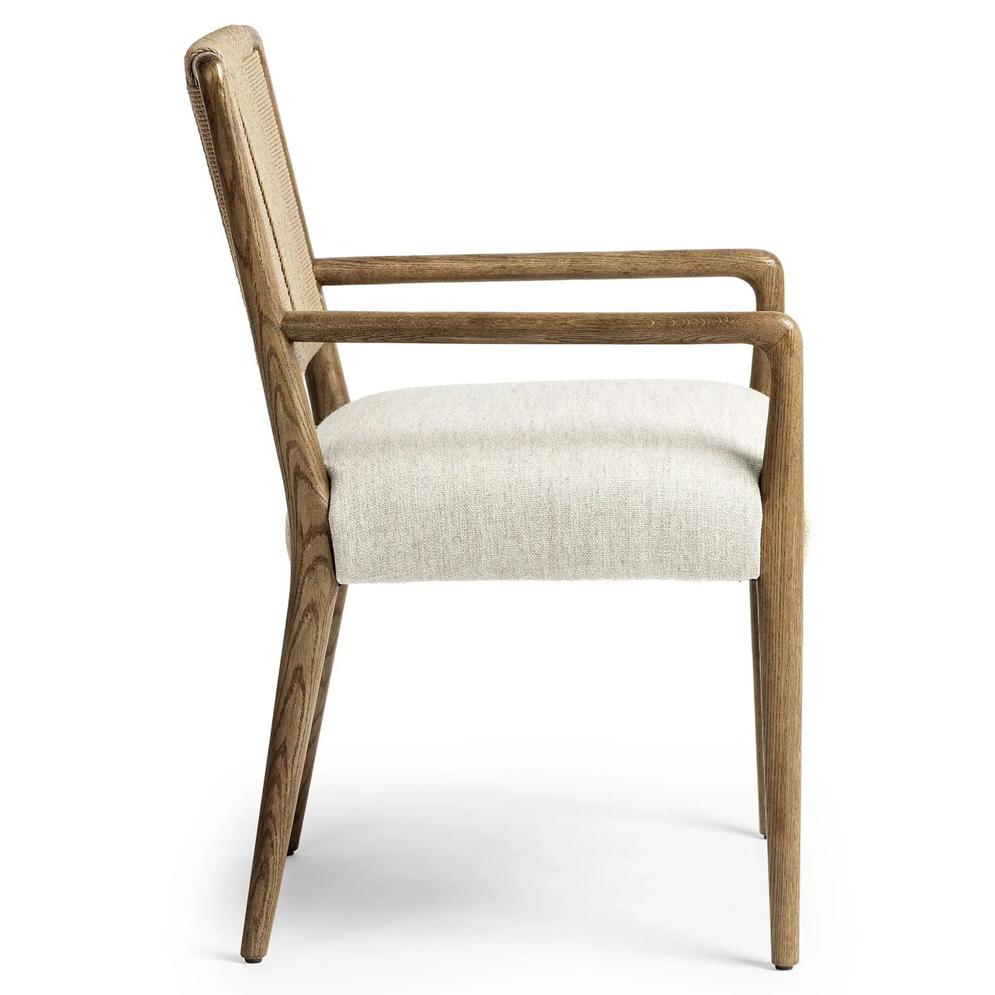 Ronan Woven Rush Dining Arm Chair - Beige, Oak