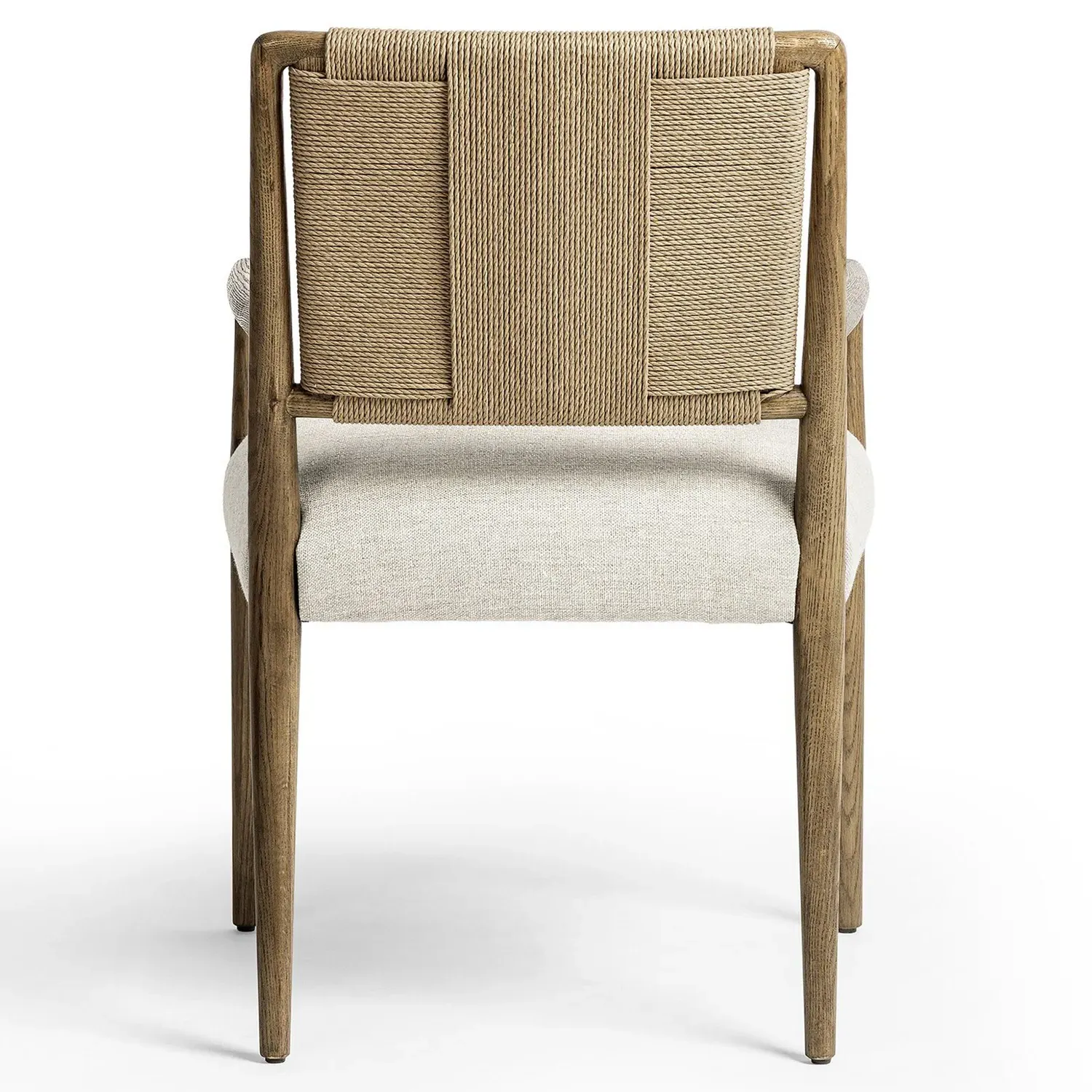 Ronan Woven Rush Dining Arm Chair - Beige, Oak