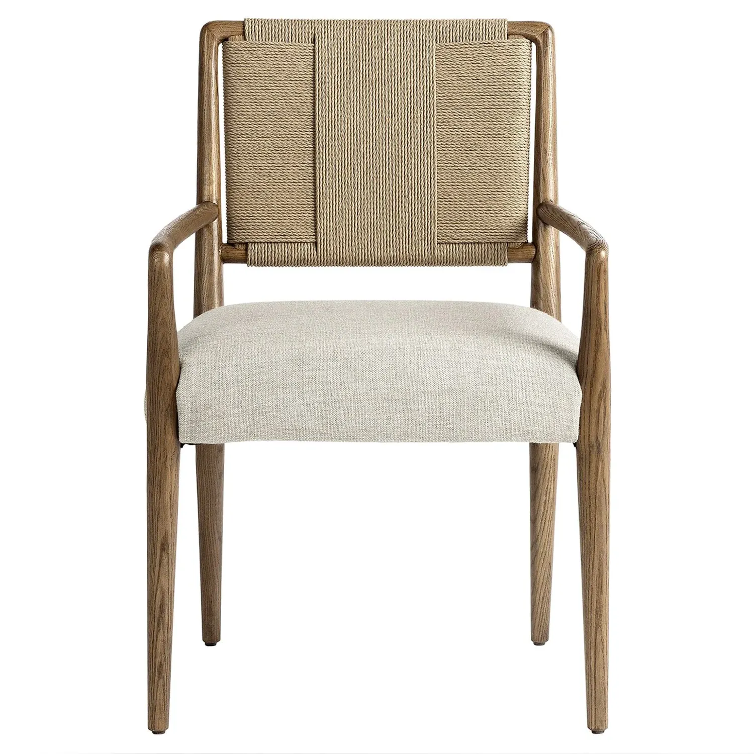 Ronan Woven Rush Dining Arm Chair - Beige, Oak