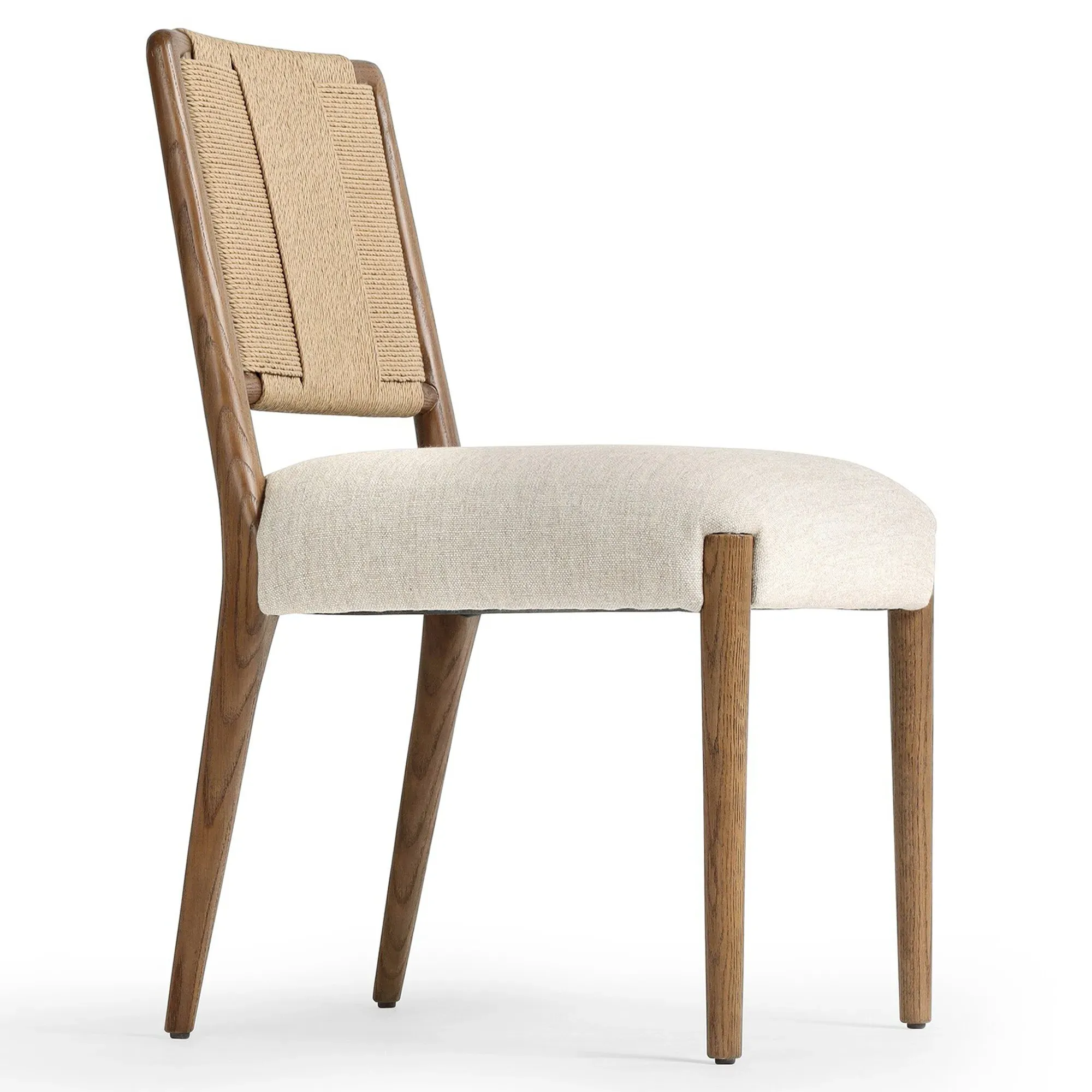 Ronan Woven Rush Dining Side Chair - Beige, Oak