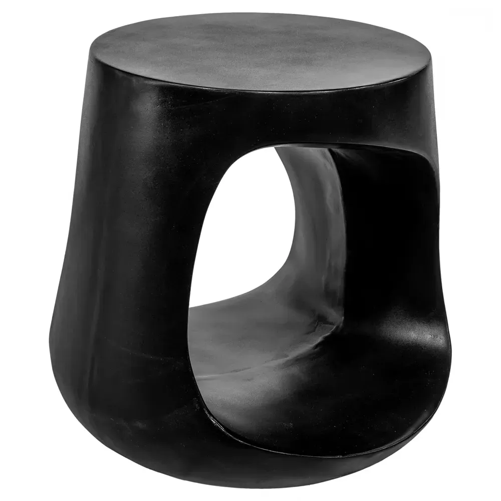 Ronin Round Outdoor Side Table - Black, Concrete
