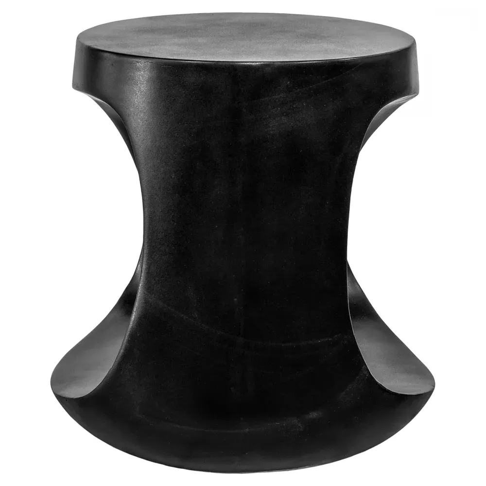 Ronin Round Outdoor Side Table - Black, Concrete