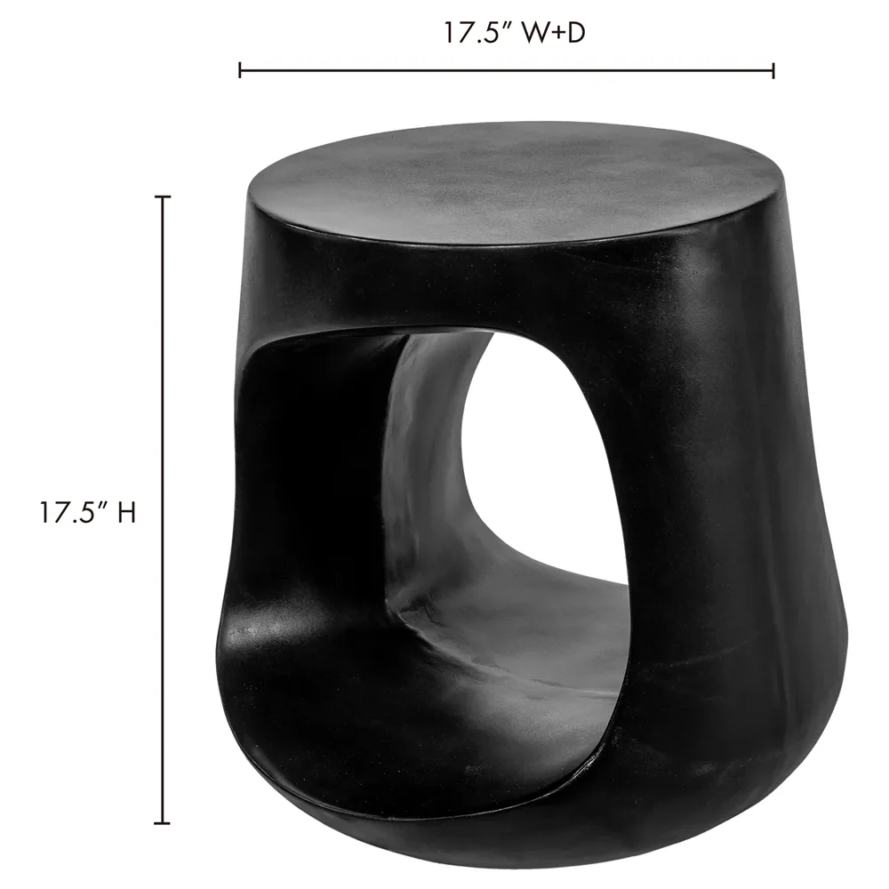 Ronin Round Outdoor Side Table - Black, Concrete