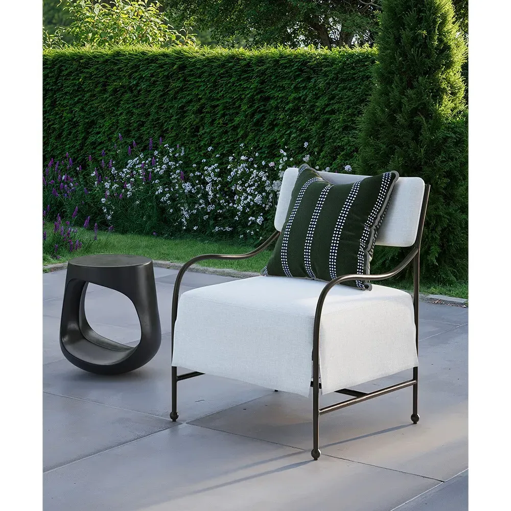 Ronin Round Outdoor Side Table - Black, Concrete