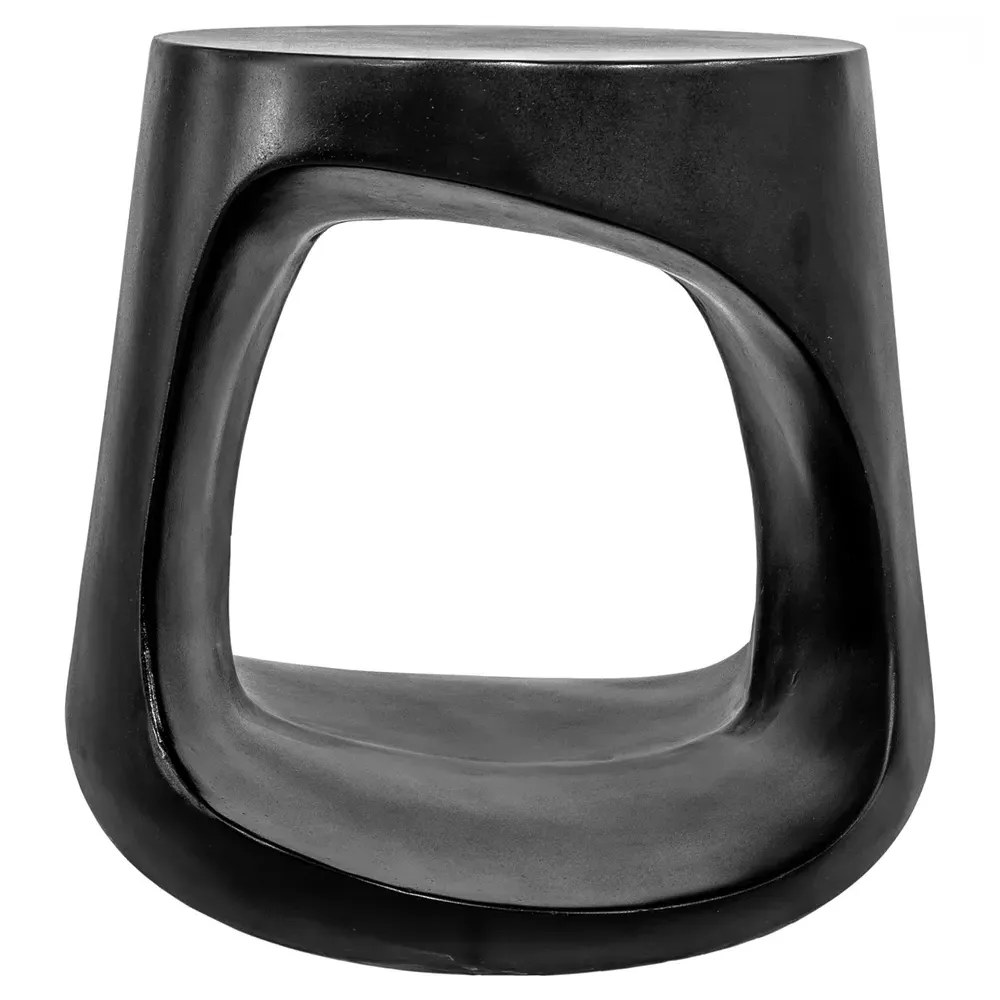 Ronin Round Outdoor Side Table - Black, Concrete image