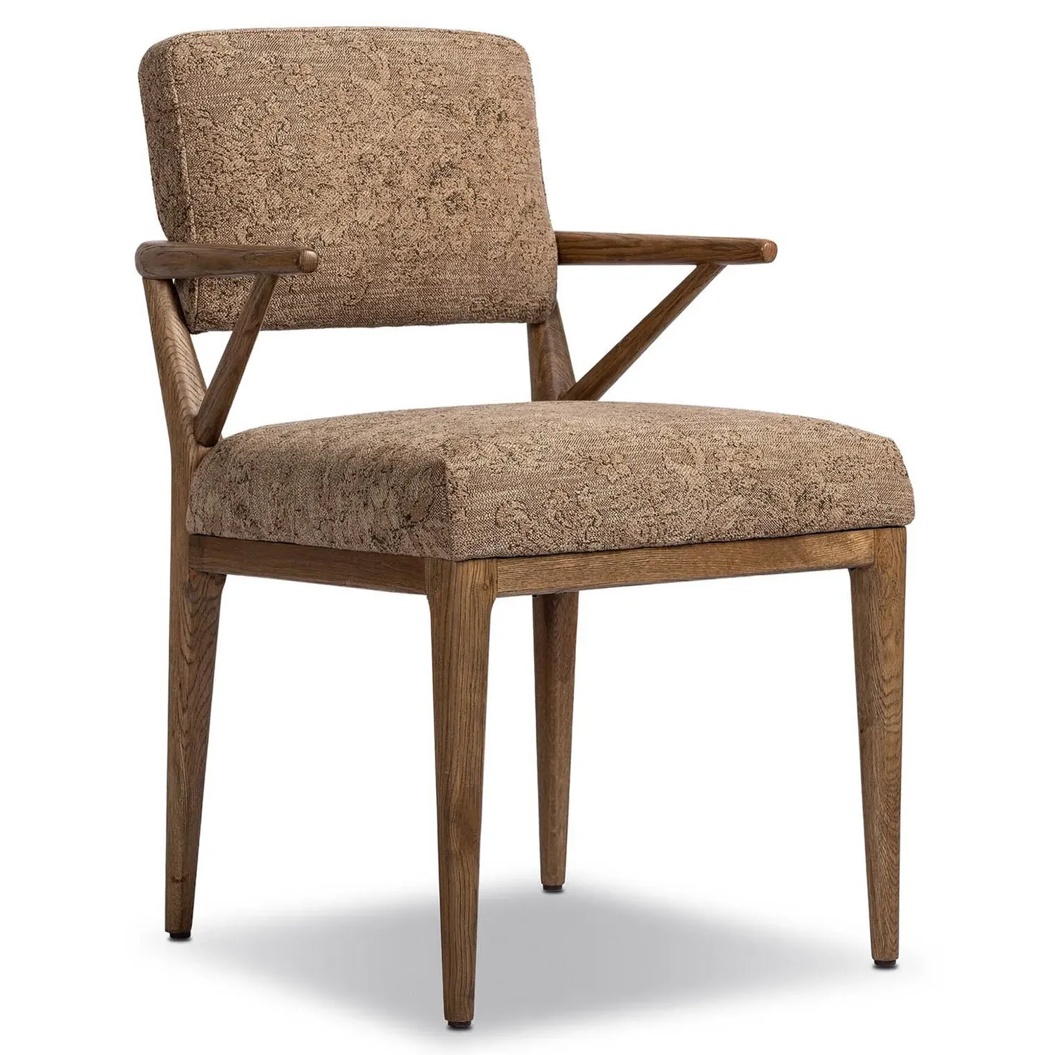 Rory Dining Arm Chair - Brown, Printed Fabric