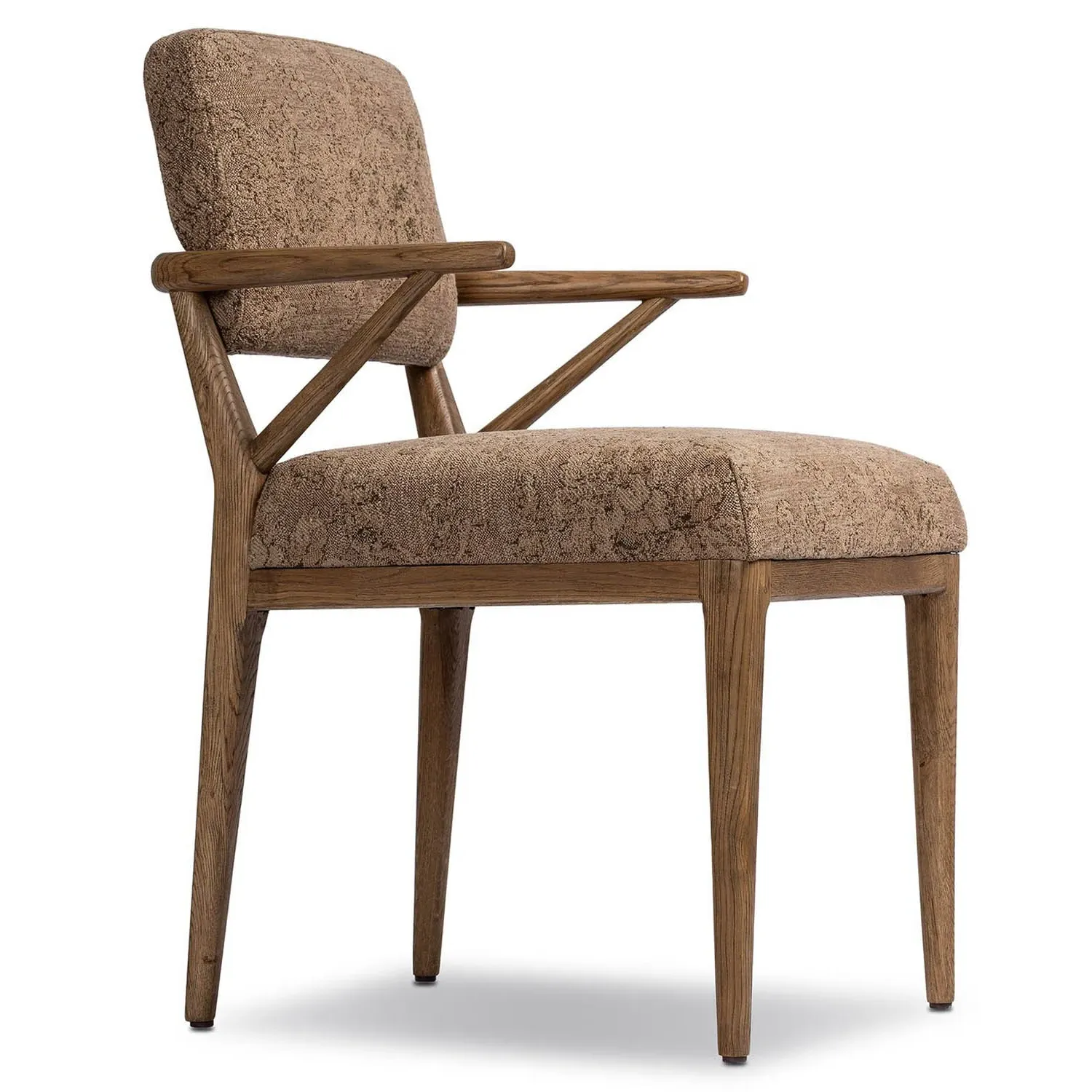 Rory Dining Arm Chair - Brown, Printed Fabric