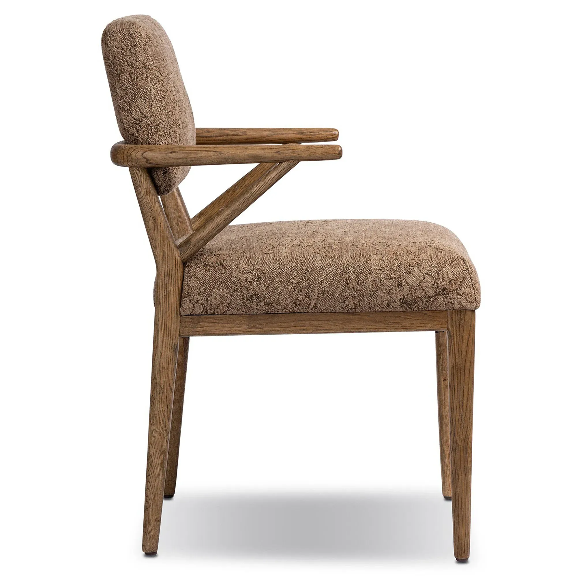 Rory Dining Arm Chair - Brown, Printed Fabric
