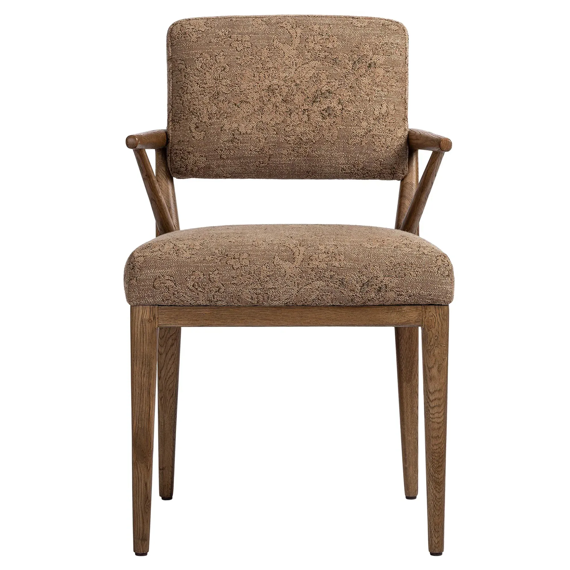 Rory Dining Arm Chair - Brown, Printed Fabric