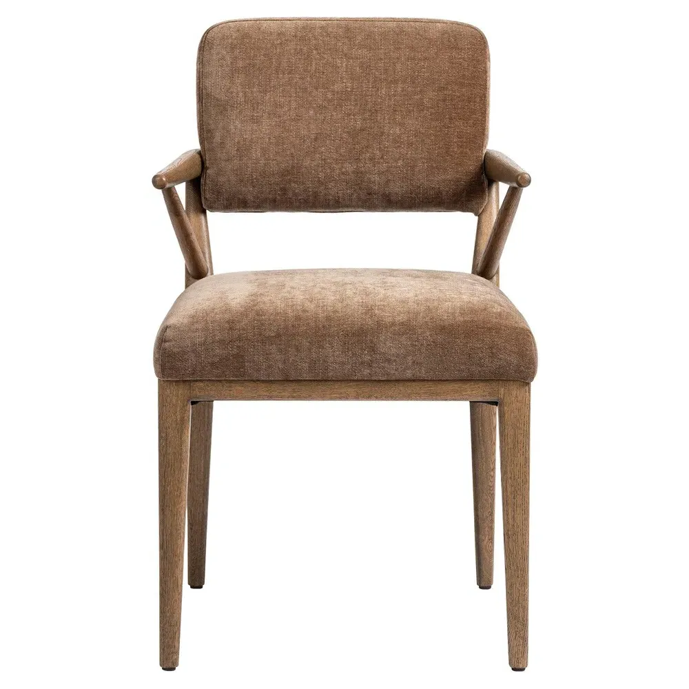 Rory Dining Arm Chair - Brown, Velvet image