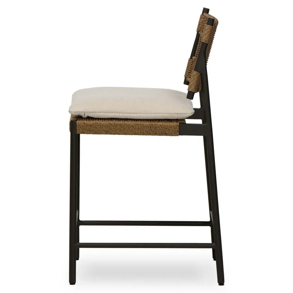 Rosalie Woven Wicker Outdoor Counter Stool - Black, Aluminum