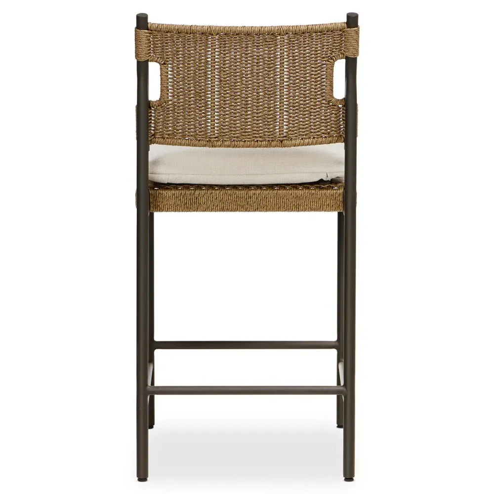 Rosalie Woven Wicker Outdoor Counter Stool - Black, Aluminum