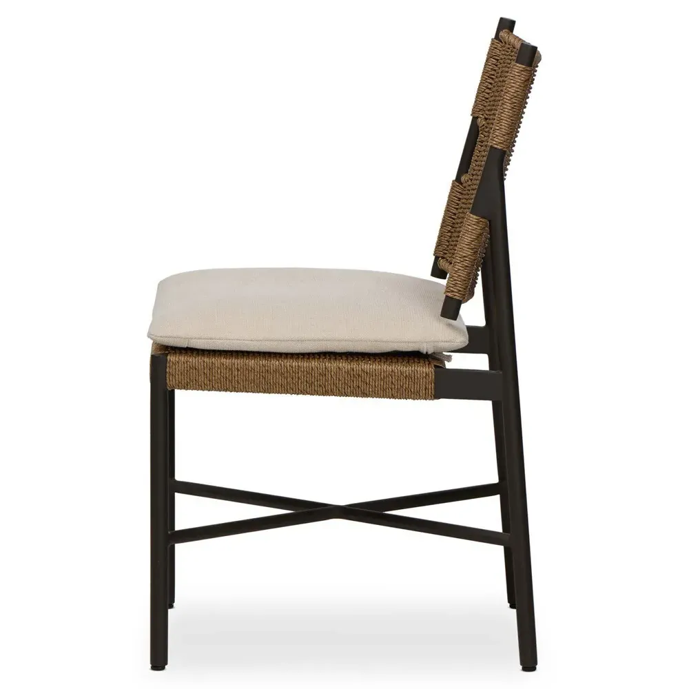 Rosalie Woven Wicker Outdoor Dining Chair - Black, Aluminum