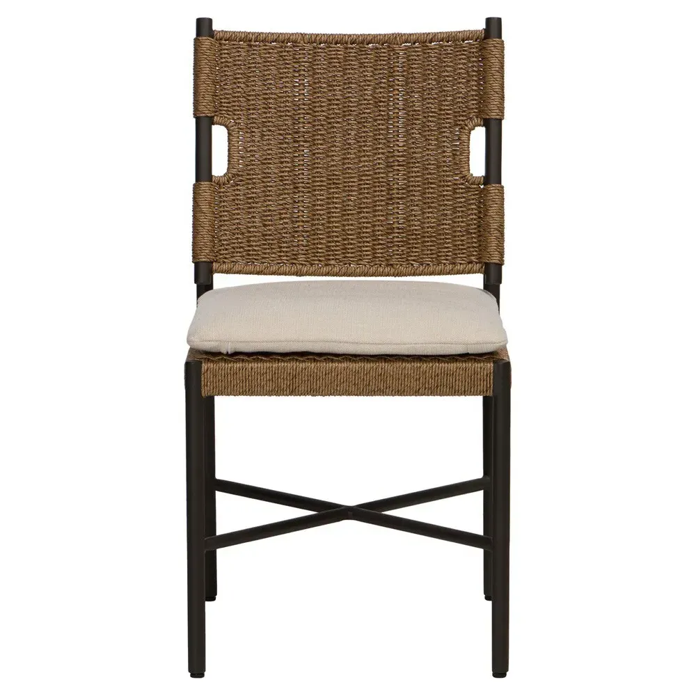 Rosalie Woven Wicker Outdoor Dining Chair - Black, Aluminum image