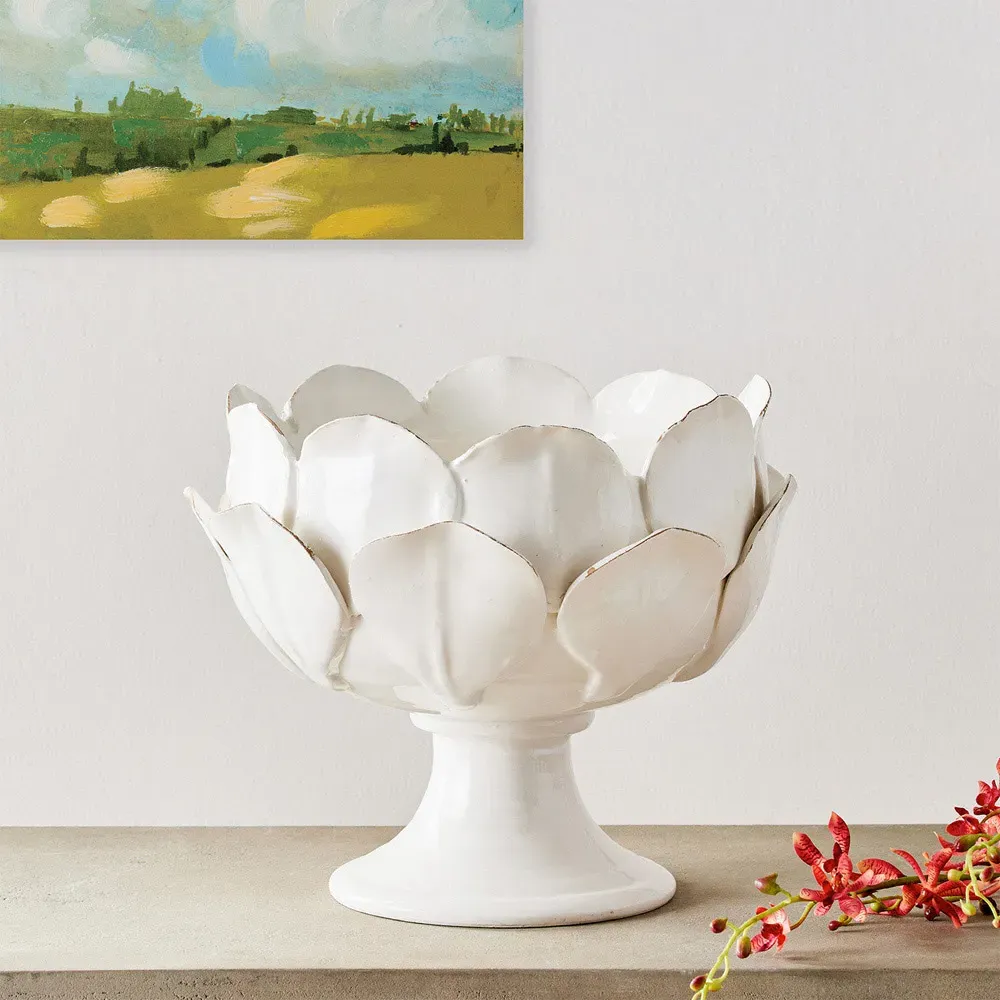 Rosalle Floral Bowl - White, Ceramic