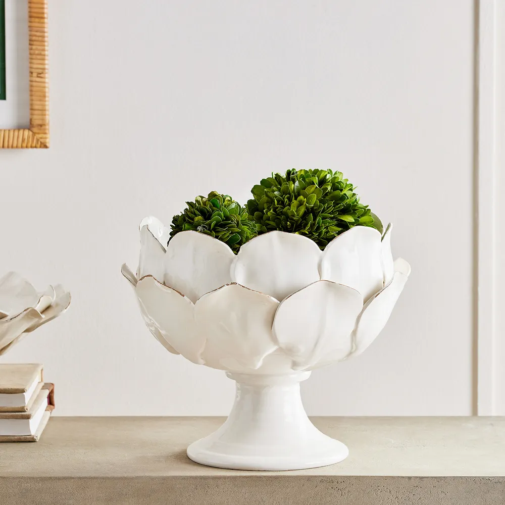 Rosalle Floral Bowl - White, Ceramic