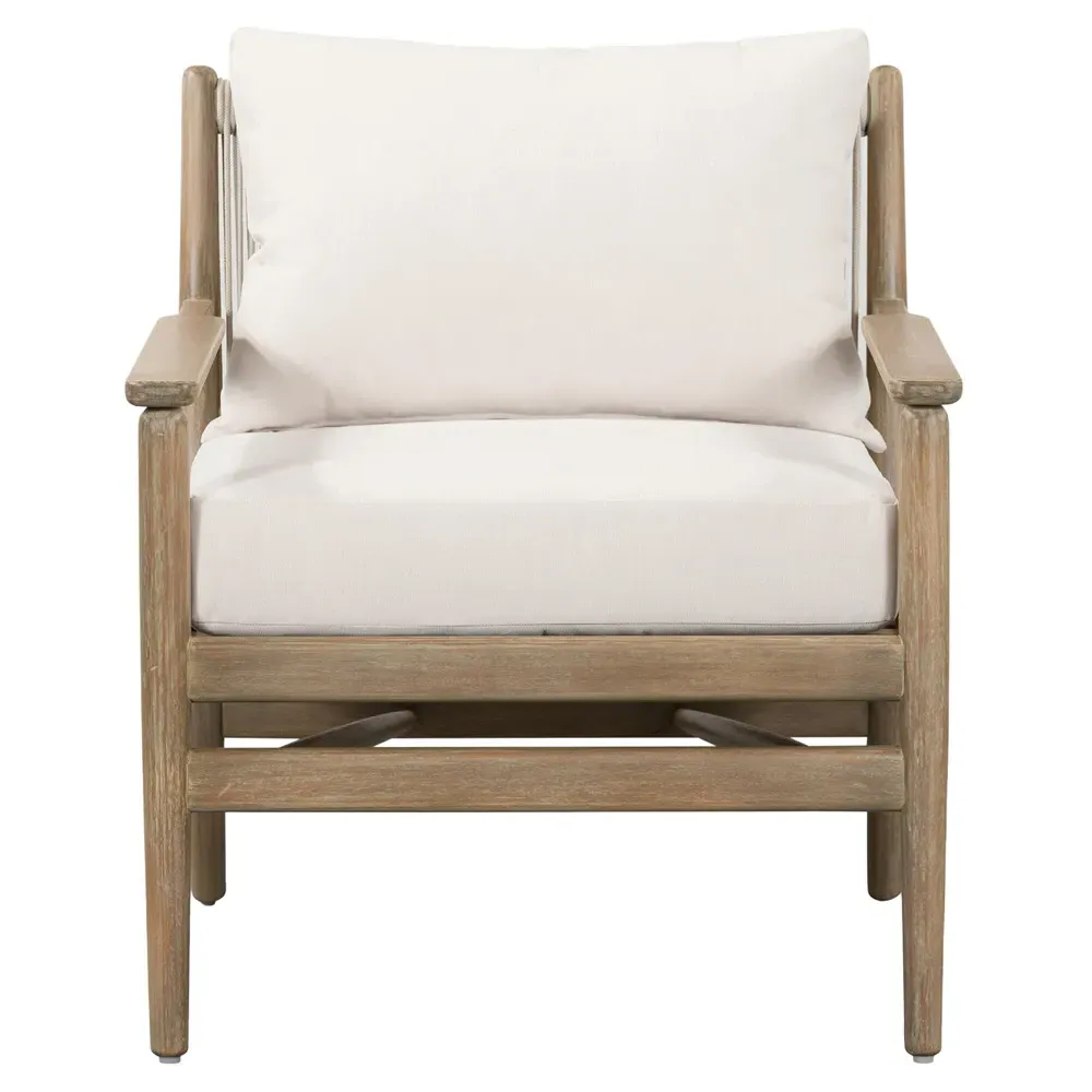 Rose Coastal Beach Upholstered Rope Back Outdoor Lounge Chair - Off White image