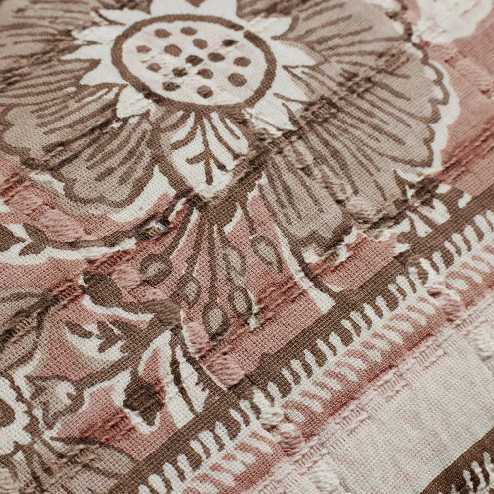 Rose Cotton Down Fill Floral Lumbar Pillow - Pink