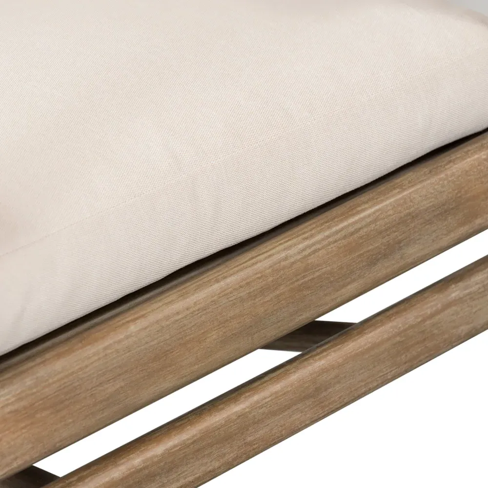 Rose Outdoor Dining Arm Chair - Off White, Eucalyptus Wood