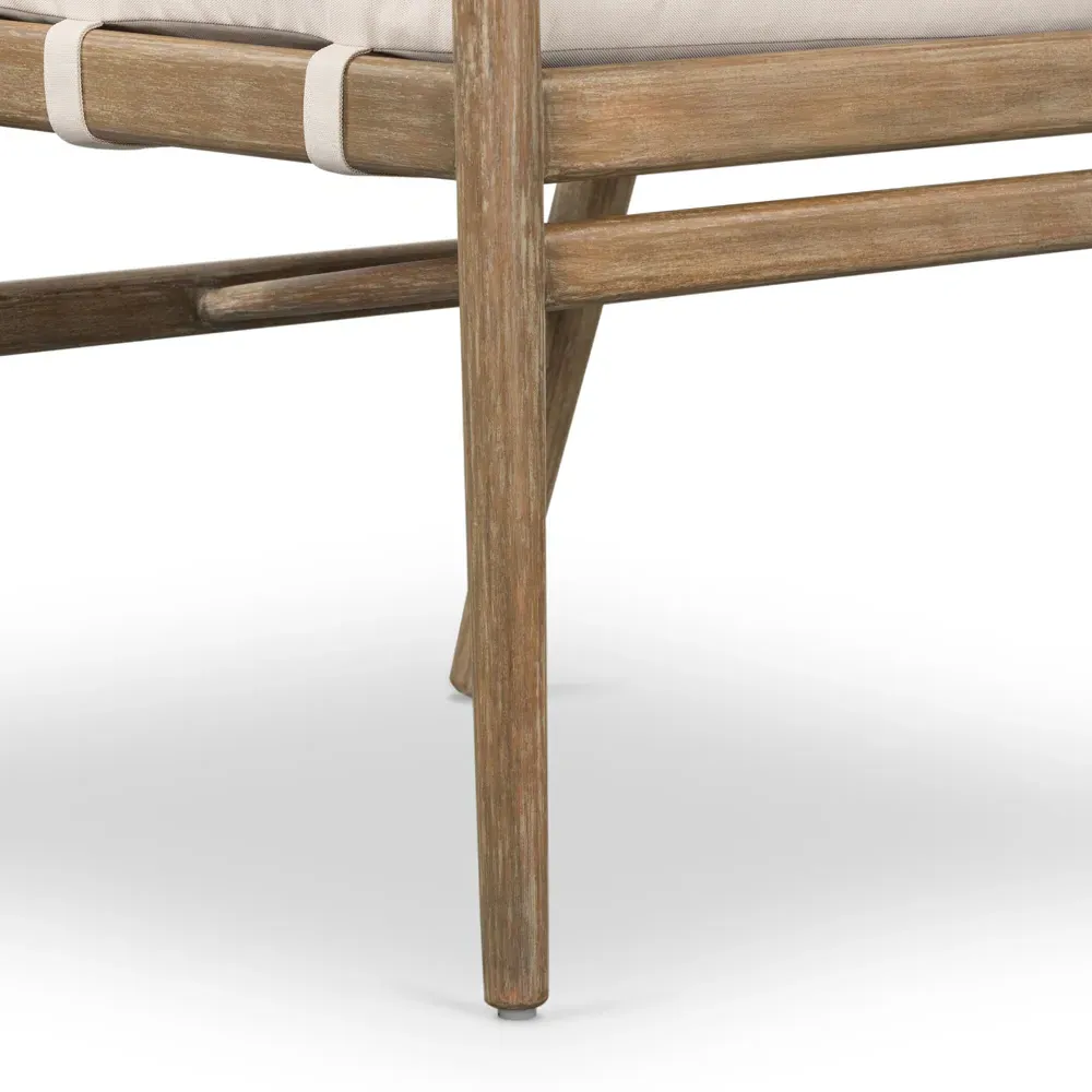 Rose Outdoor Dining Arm Chair - Off White, Eucalyptus Wood