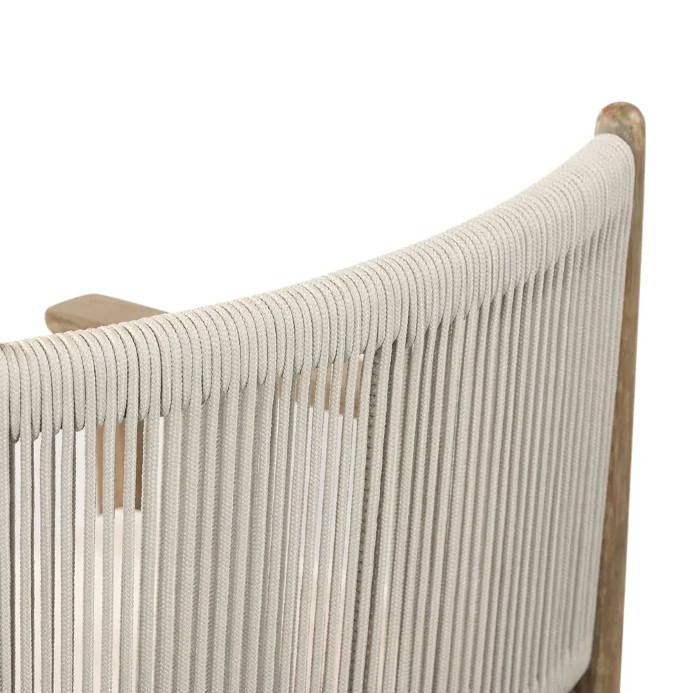 Rose Outdoor Dining Arm Chair - Off White, Eucalyptus Wood