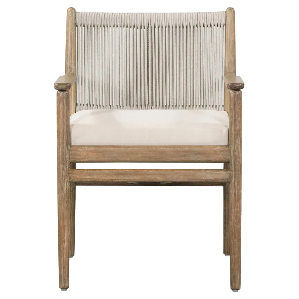 Rose Outdoor Dining Arm Chair - Off White, Eucalyptus Wood image