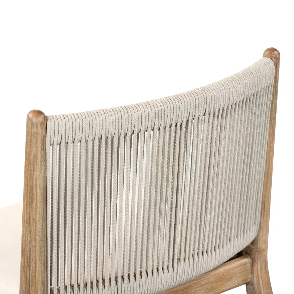 Rose Upholstered Woven Rope Outdoor Dining Chair - Off White