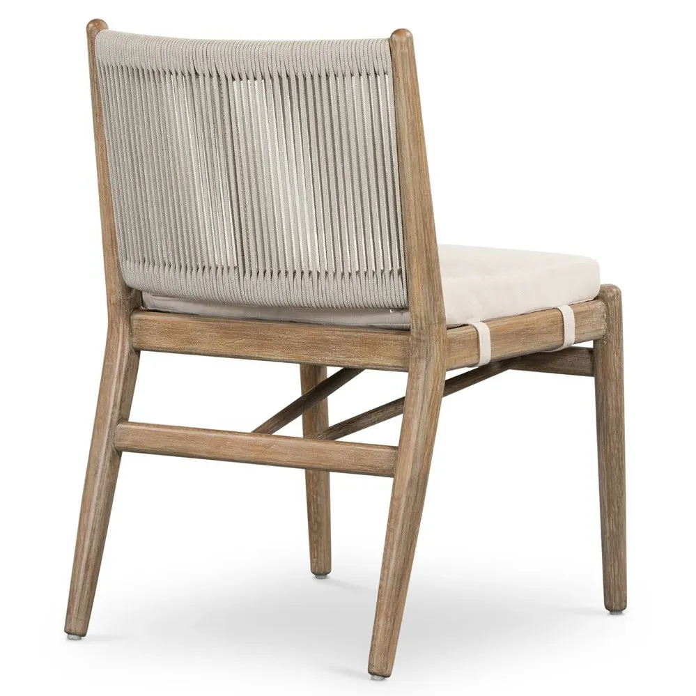 Rose Upholstered Woven Rope Outdoor Dining Chair - Off White