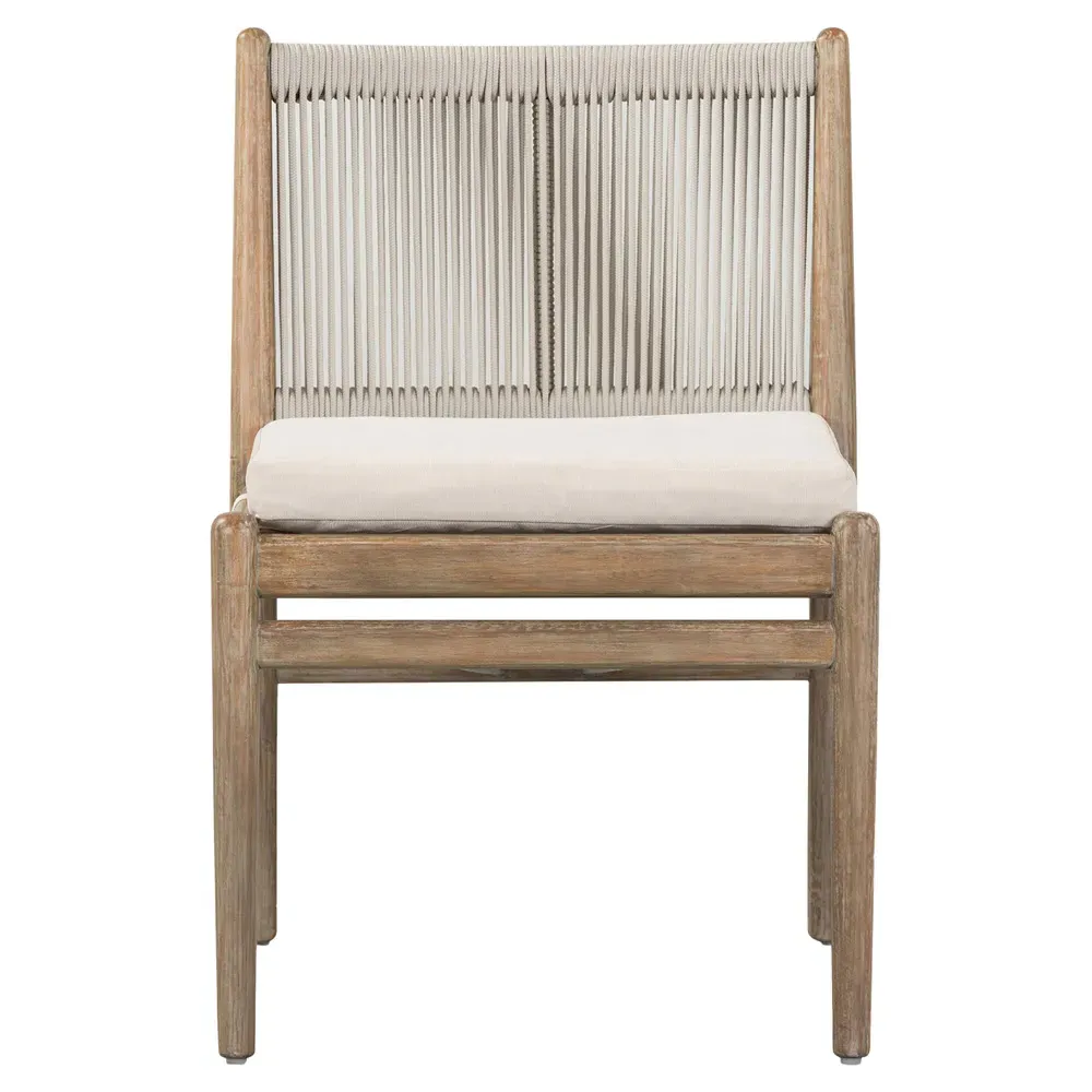 Rose Upholstered Woven Rope Outdoor Dining Chair - Off White