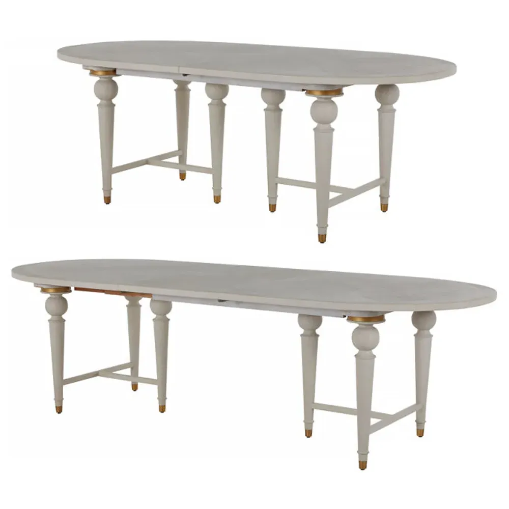 Rosemary Extendable Oval Dining Table - Cerused White, Mindy Wood