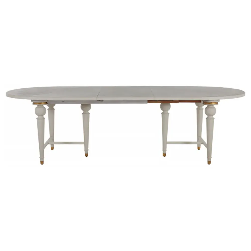 Rosemary Extendable Oval Dining Table - Cerused White, Mindy Wood