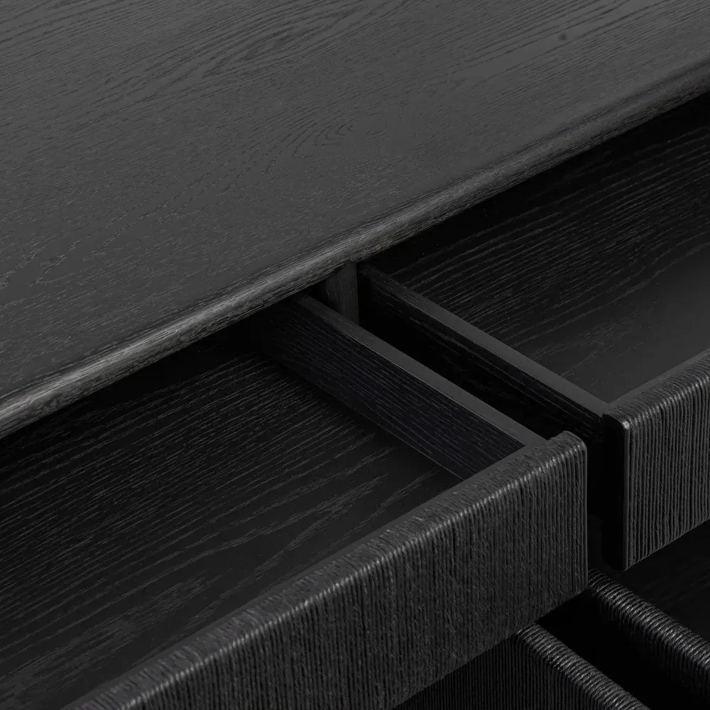 Rosenell Woven Rush Sideboard - Black, Oak