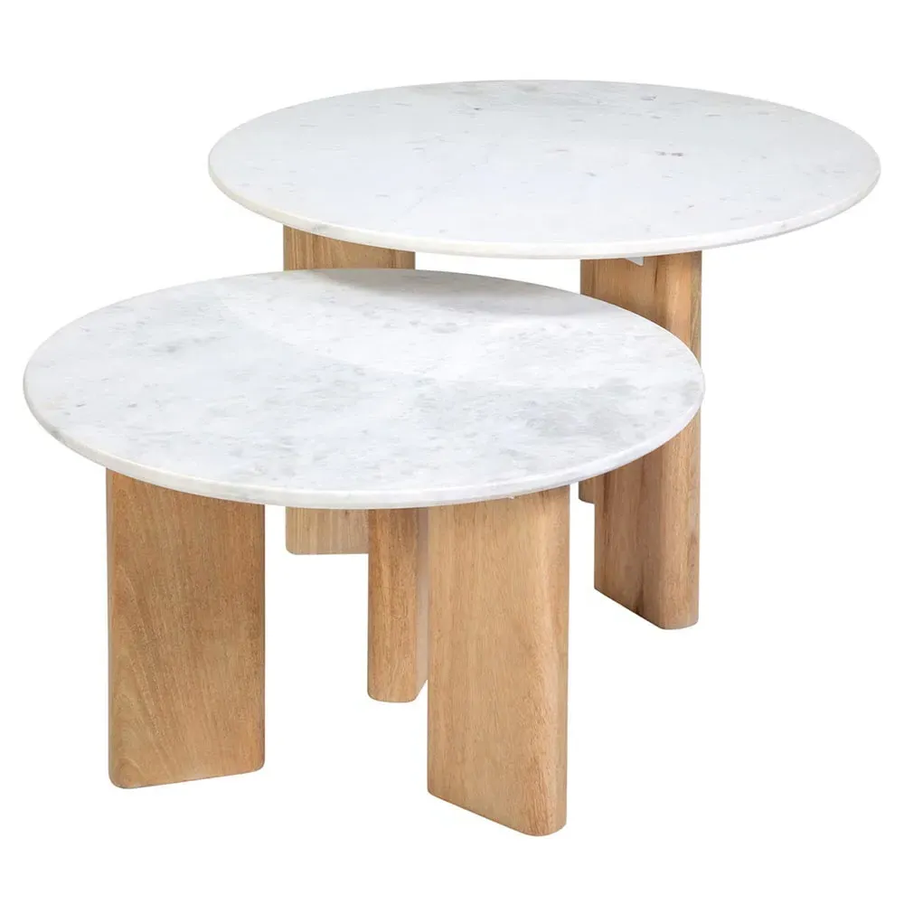 Roshan Nesting Coffee Tables - White, Marble