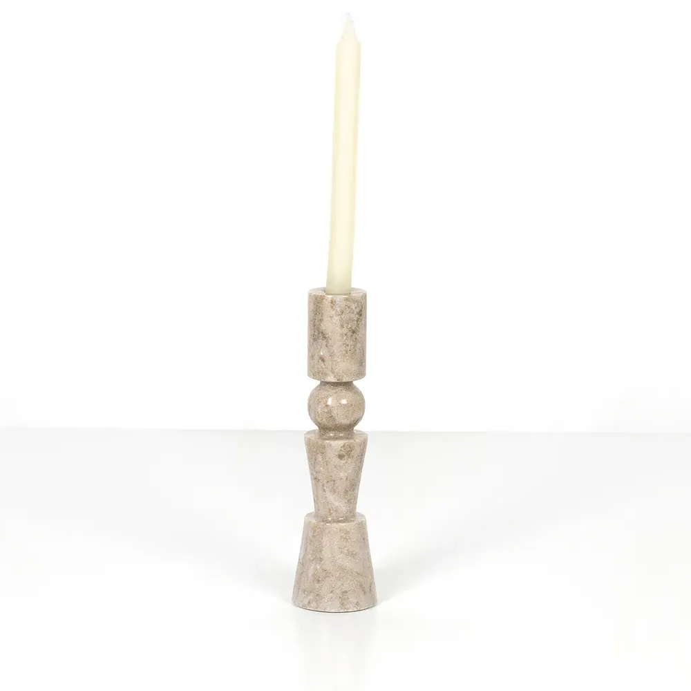 Rosie Marble Candleholder Set of 2 - Taupe