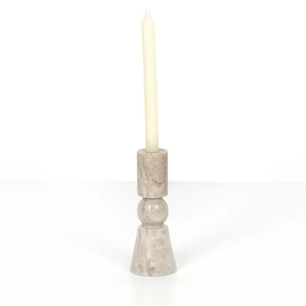 Rosie Marble Candleholder Set of 2 - Taupe