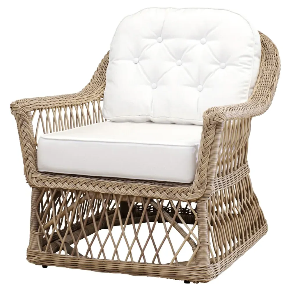 Rosie Outdoor Lounge Chair - White, Synthetic Rattan
