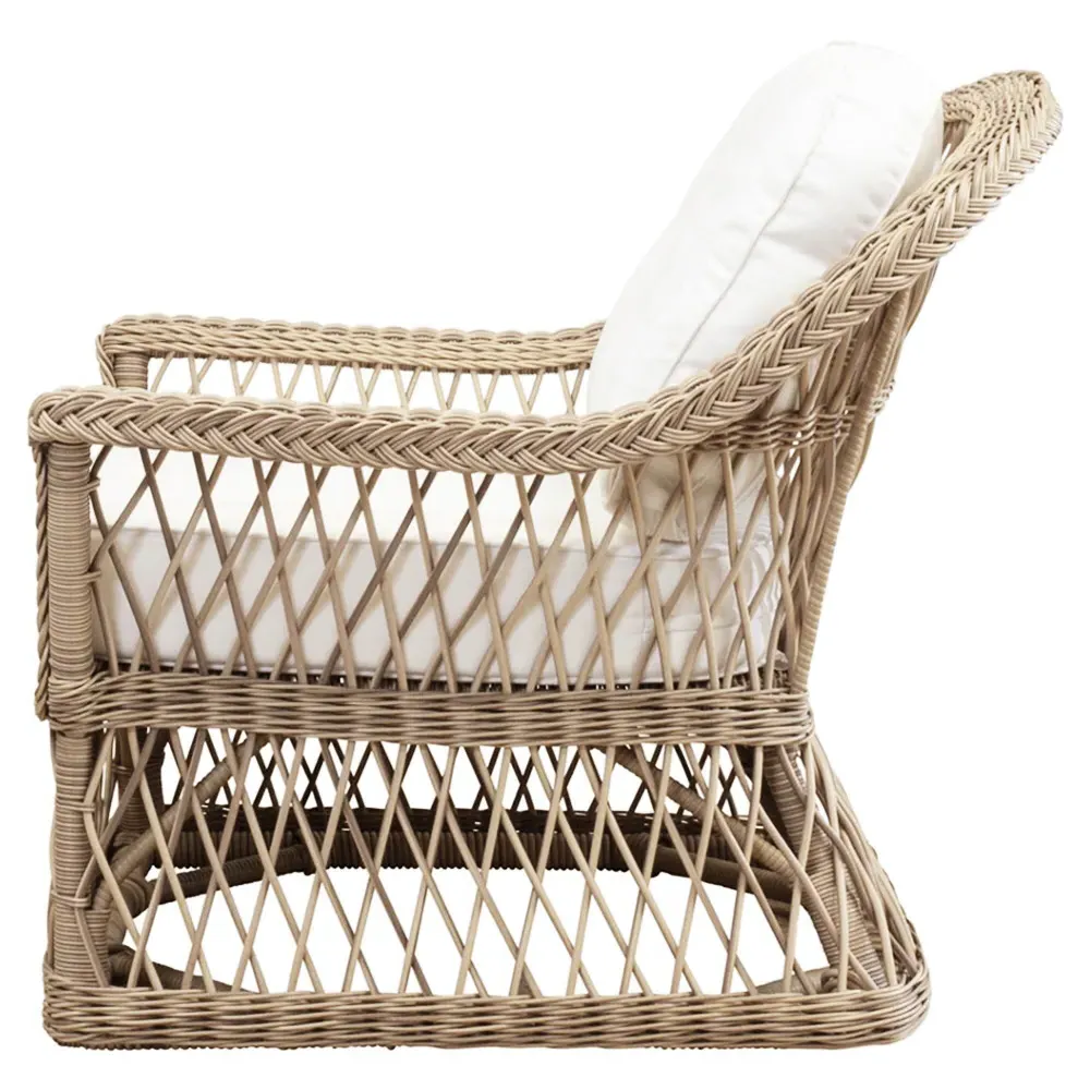Rosie Outdoor Lounge Chair - White, Synthetic Rattan