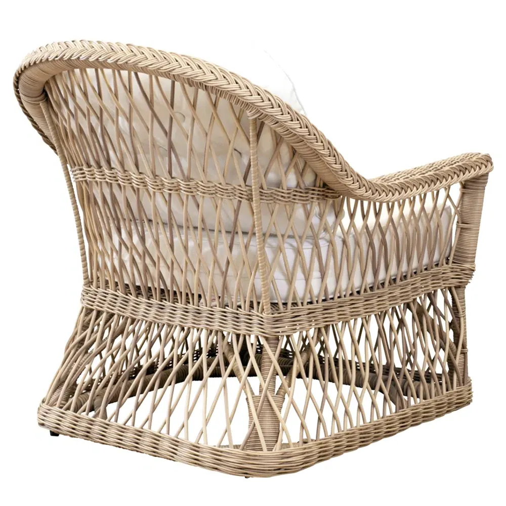 Rosie Outdoor Lounge Chair - White, Synthetic Rattan