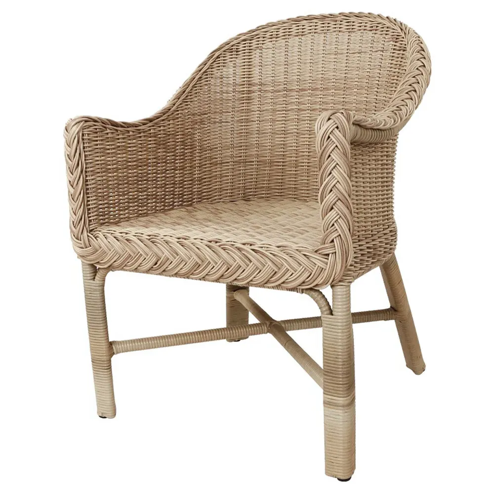 Rosie Woven Wicker Outdoor Dining Arm Chair - Brown