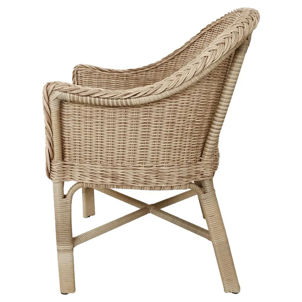 Rosie Woven Wicker Outdoor Dining Arm Chair - Brown