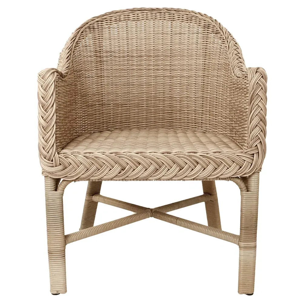 Rosie Woven Wicker Outdoor Dining Arm Chair - Brown