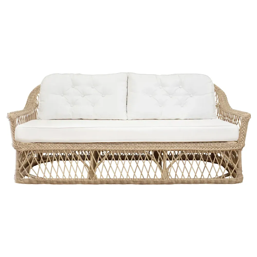 Rosie Woven Wicker Outdoor Sofa - White